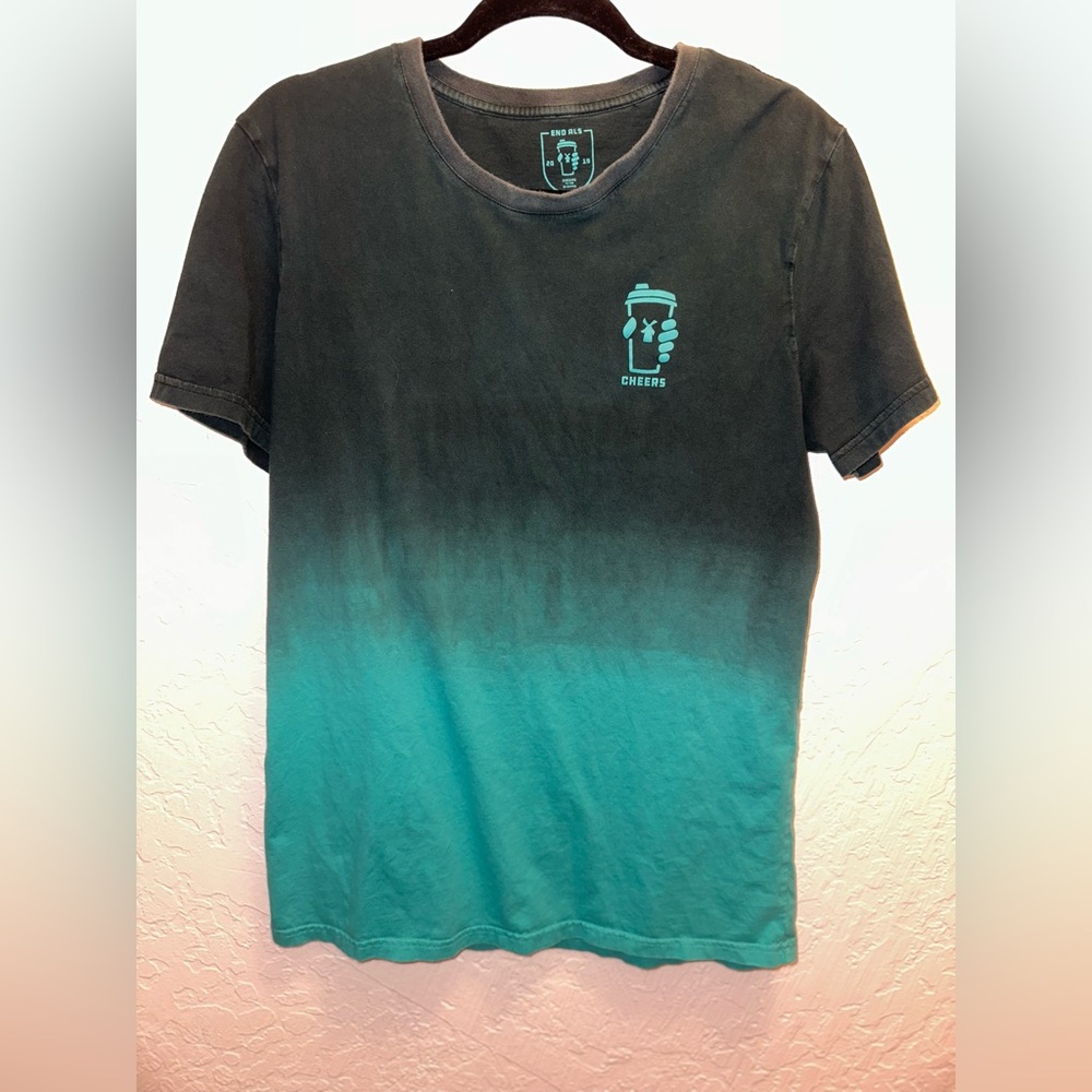 Large Electric Dutch Bros “Drink One for Dane” Black Fade to Blue T-Shirt